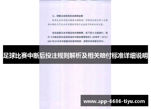 足球比赛中断后投注规则解析及相关赔付标准详细说明